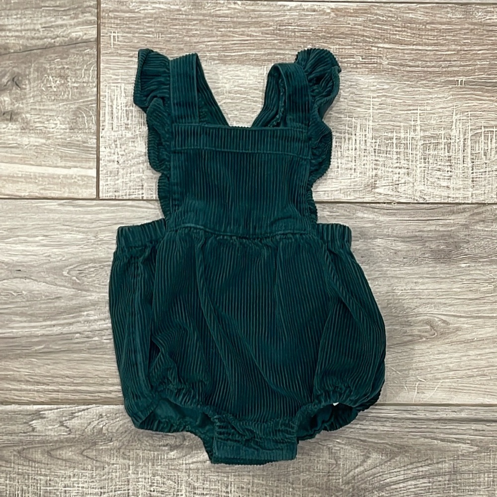 Corduroy Forest Green Cross Back Bubble Romper